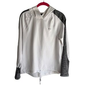 UNDER ARMOUR Coldgear White Loose Ladies Hi-Lo Hooded Sweatshirt Pullover, M